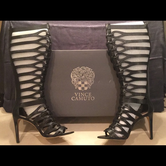 black high heel gladiator sandals